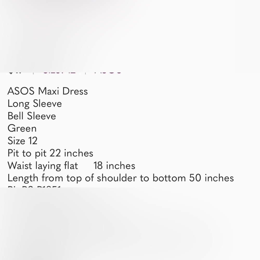 ASOS Long Sleeve Maxi Dress Green Size 12 - Picture 6 of 6